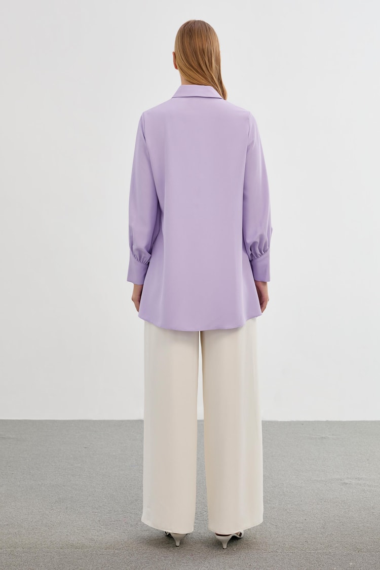 Aksesuar Detaylı Lila Bluz B-0095