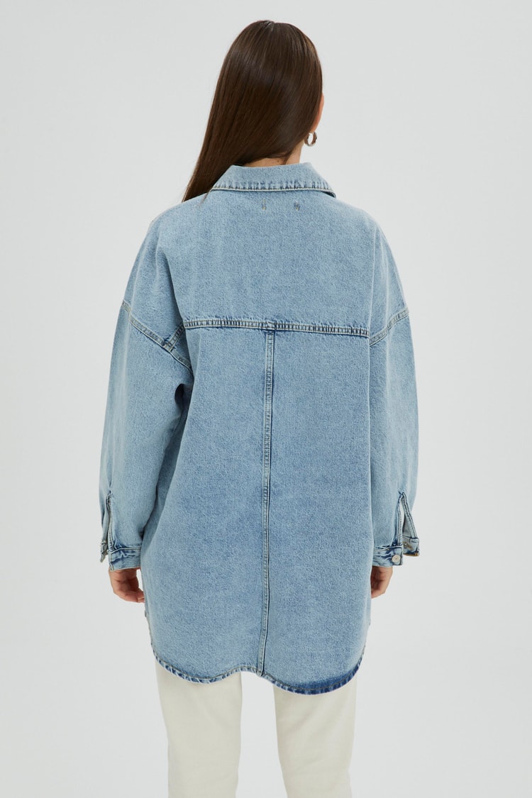 Aksesuar Detaylı Oversize Jean Ceket C-0065