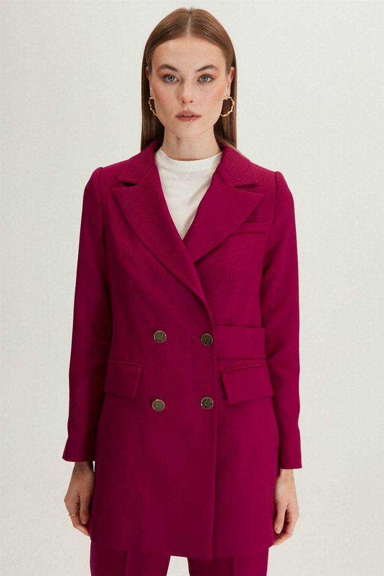 Blazer Ceket Pantolon Koyu Pembe İkili Takım TK-1085 