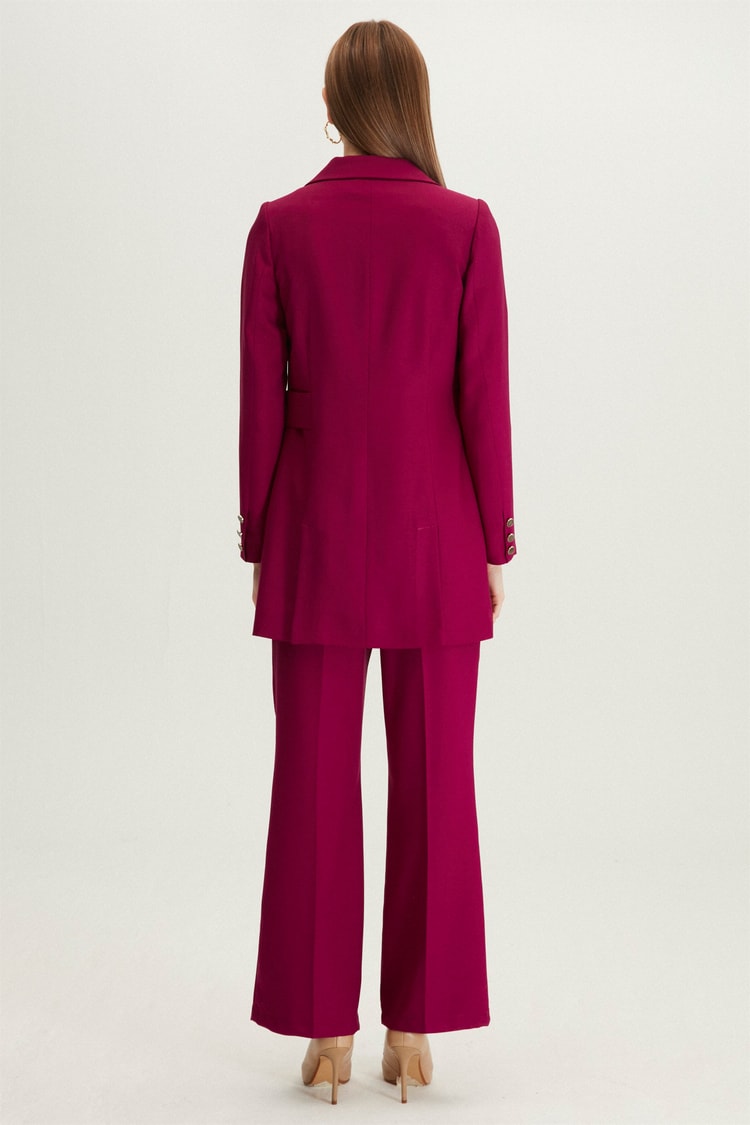 Blazer Ceket Pantolon Koyu Pembe İkili Takım TK-1085 