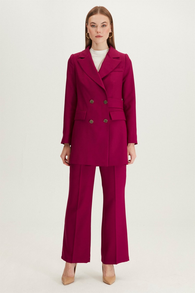 Blazer Ceket Pantolon Koyu Pembe İkili Takım TK-1085 