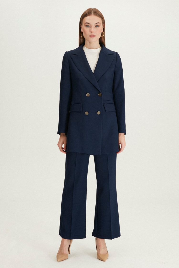 Blazer Ceket Pantolon Lacivert İkili Takım TK-1085