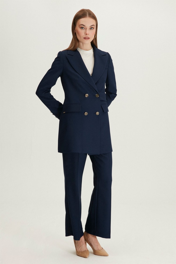 Blazer Ceket Pantolon Lacivert İkili Takım TK-1085