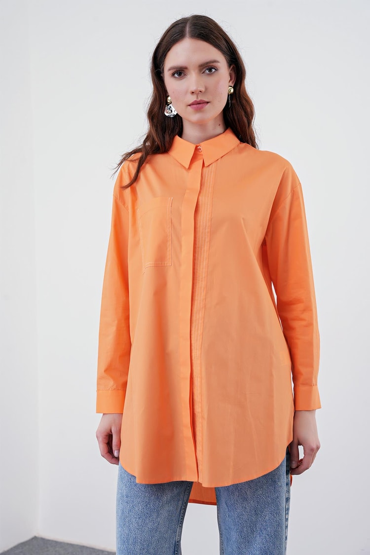 Cep Detaylı Basic Mango Gömlek  G-0065