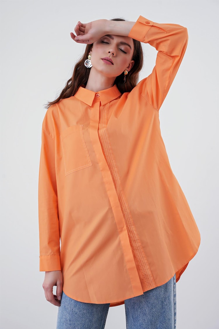Cep Detaylı Basic Mango Gömlek  G-0065