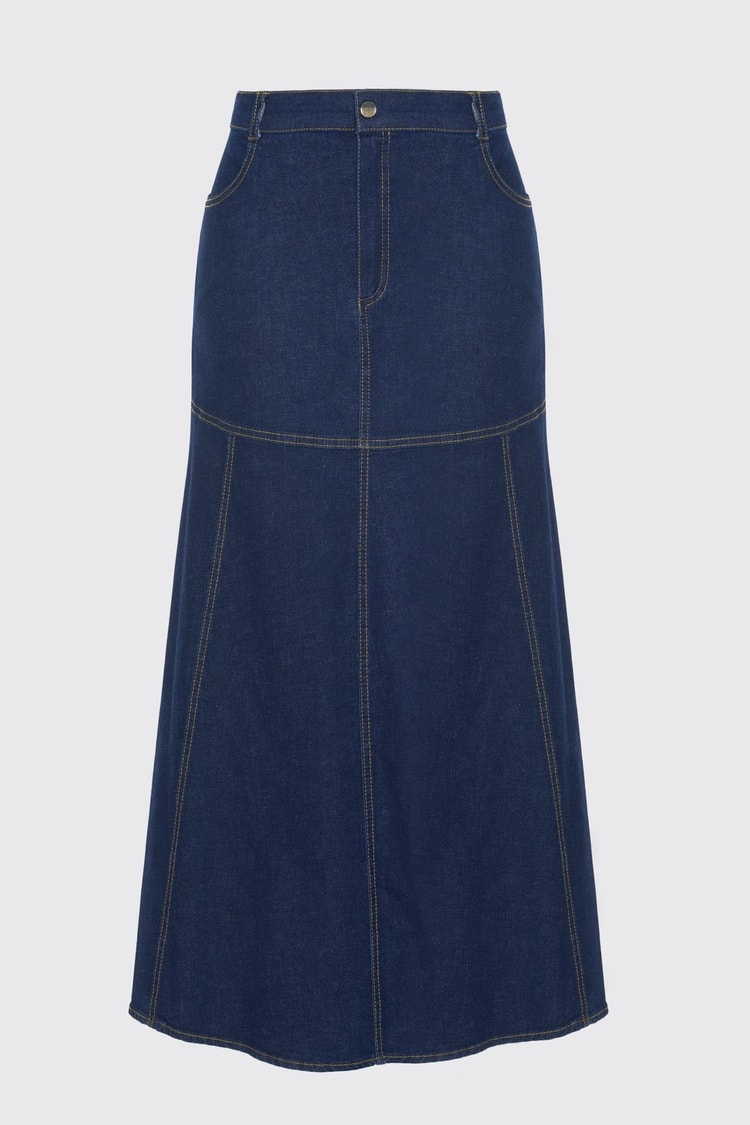 Cepli Uzun Denim Etek ETK-0173
