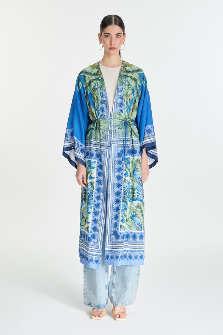 Desenli Mavi Kimono GÇ-0168