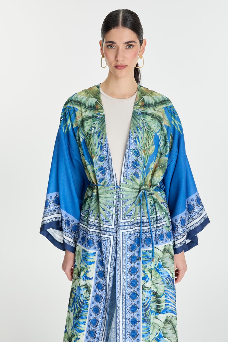 Desenli Mavi Kimono GÇ-0168