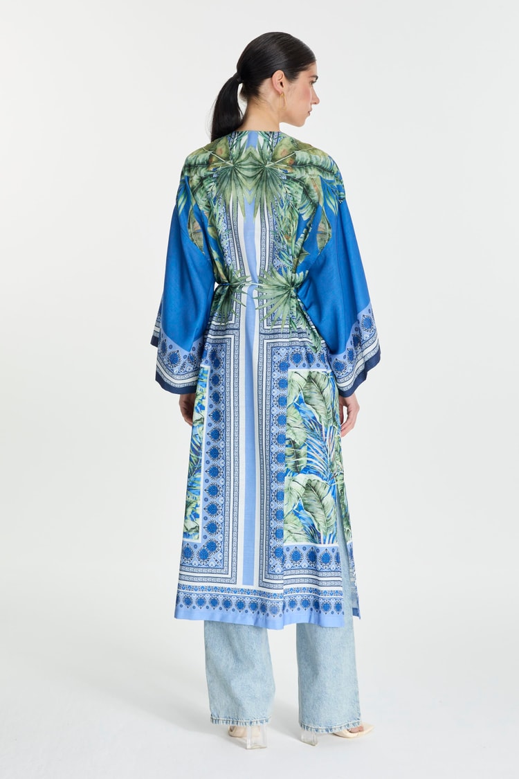 Desenli Mavi Kimono GÇ-0168