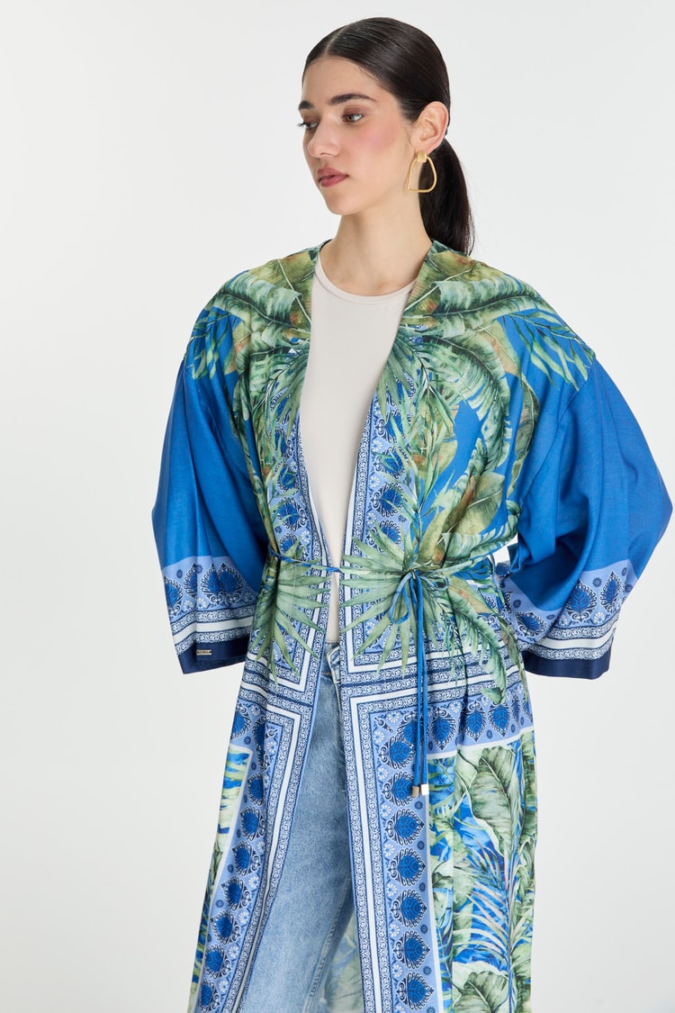 Desenli Mavi Kimono GÇ-0168
