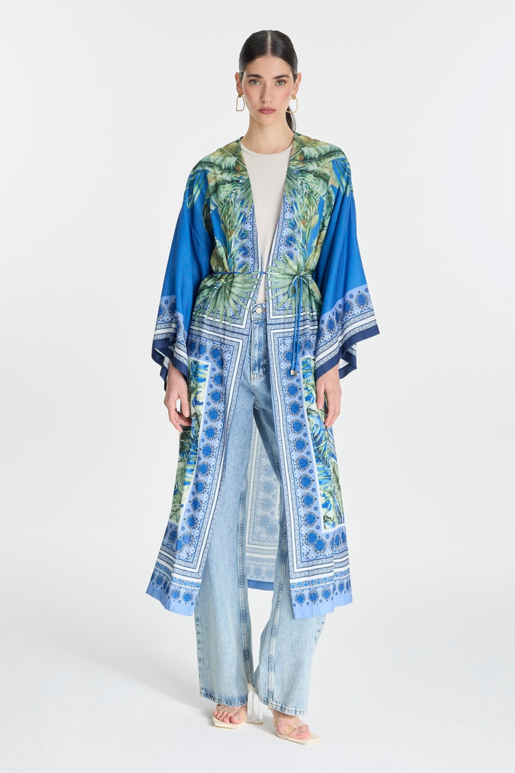 Desenli Mavi Kimono GÇ-0168