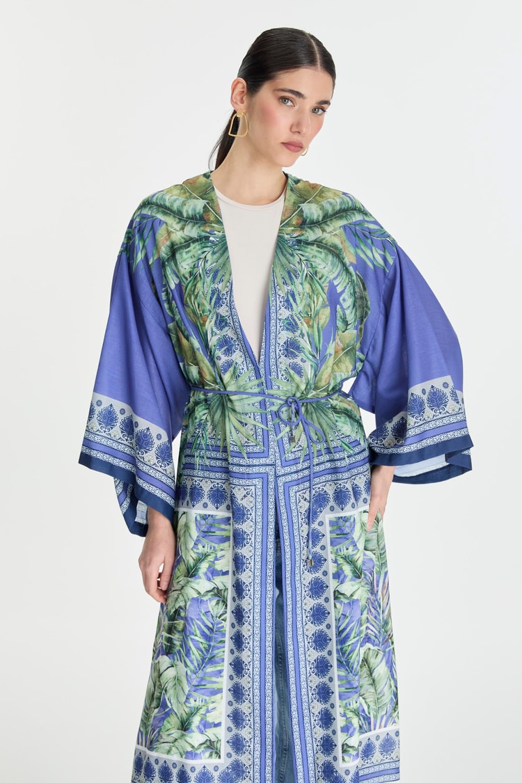 Desenli Mor Kimono GÇ-0168