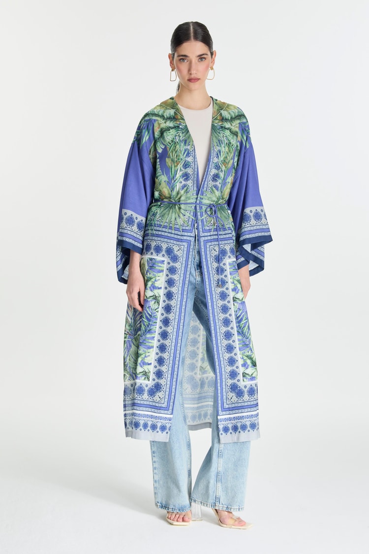 Patterned Purple Kimono GÇ-0168