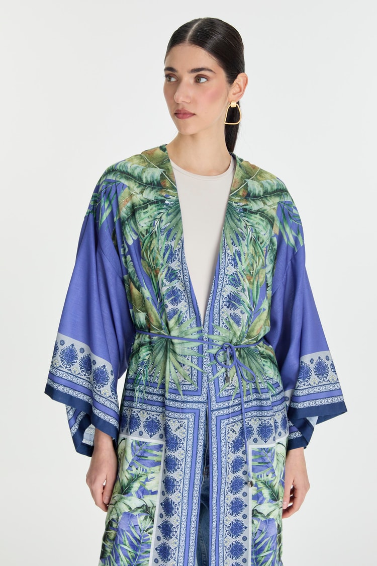Desenli Mor Kimono GÇ-0168
