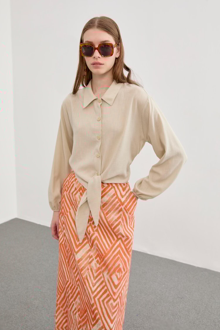 Patterned Orange Combination Suit TK-1265