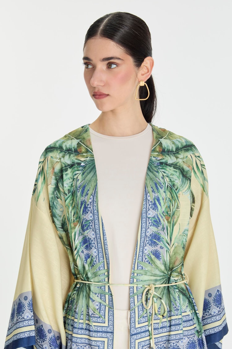 Desenli Sarı Kimono GÇ-0168