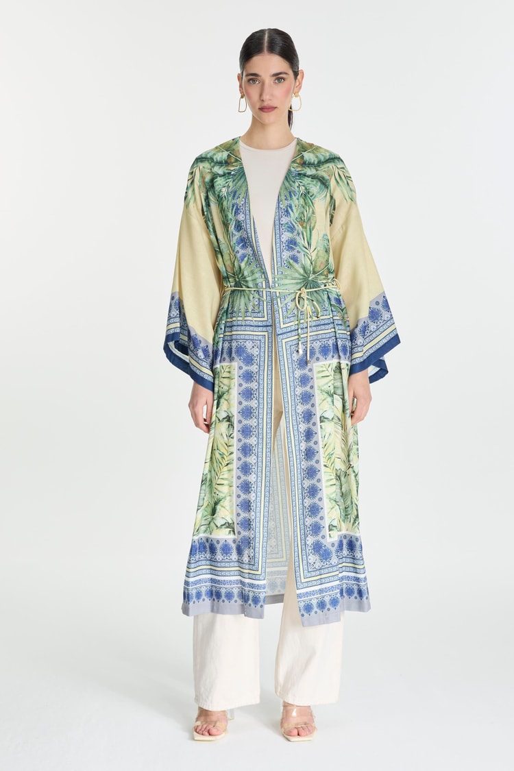 Patterned Yellow Kimono GÇ-0168
