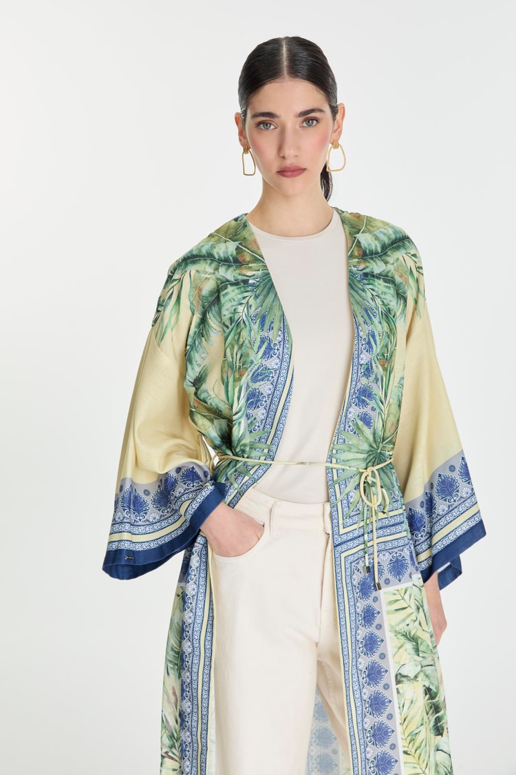 Patterned Yellow Kimono GÇ-0168