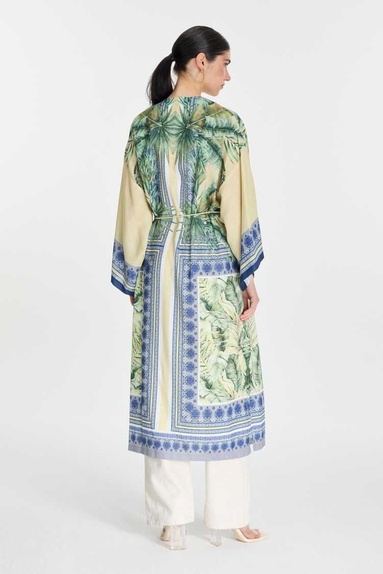 Patterned Yellow Kimono GÇ-0168