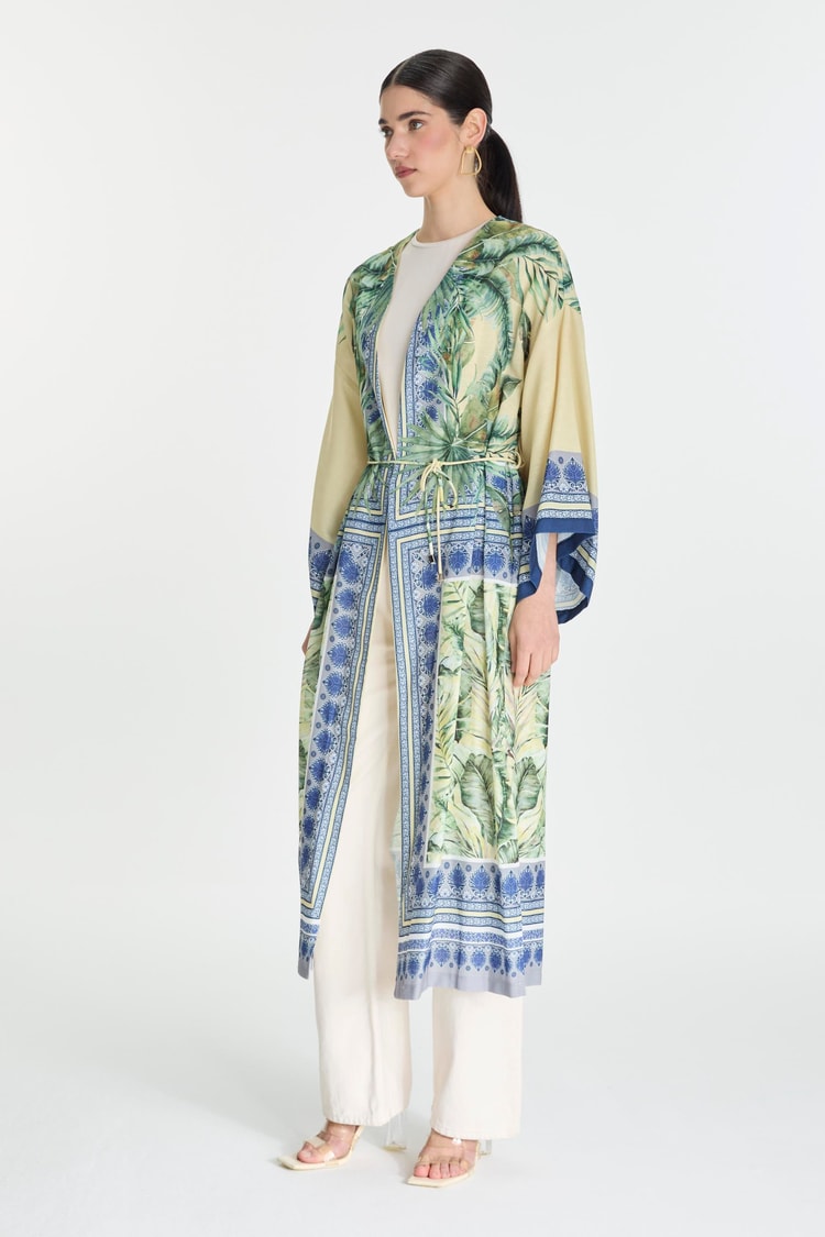 Patterned Yellow Kimono GÇ-0168