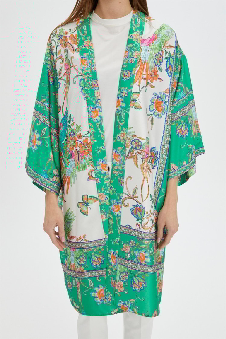 Desenli Yeşil Kimono GÇ-0065