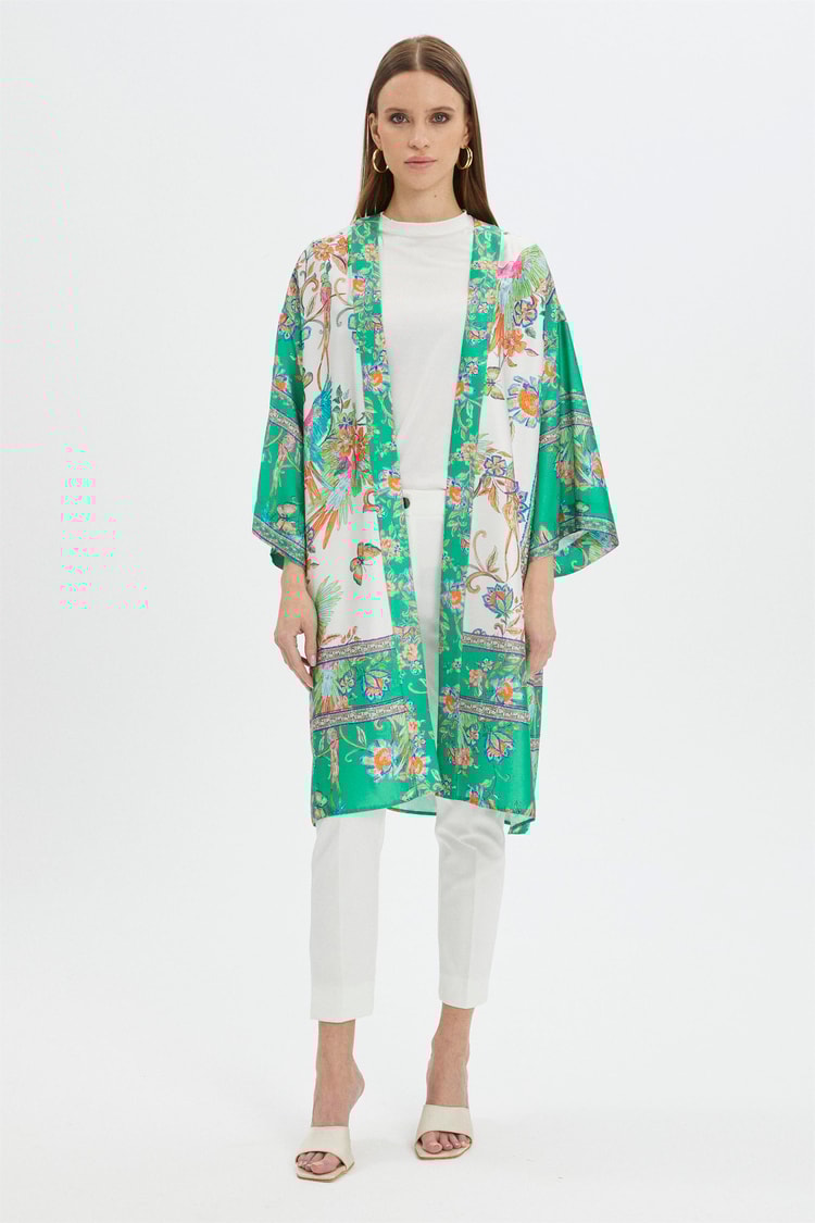Desenli Yeşil Kimono GÇ-0065