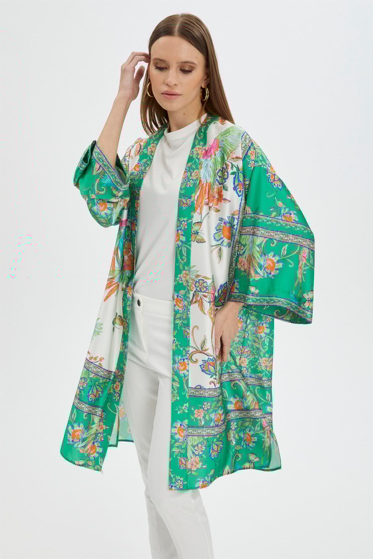 Desenli Yeşil Kimono GÇ-0065