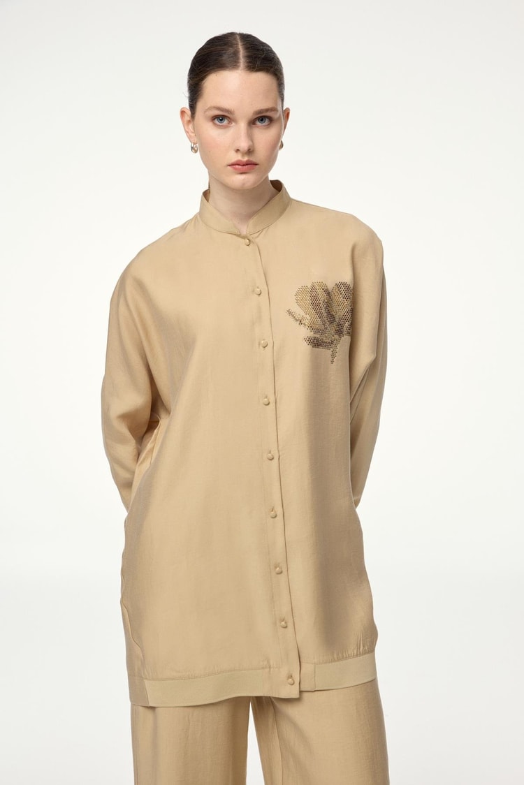 Embroidered Beige Set TK-1610