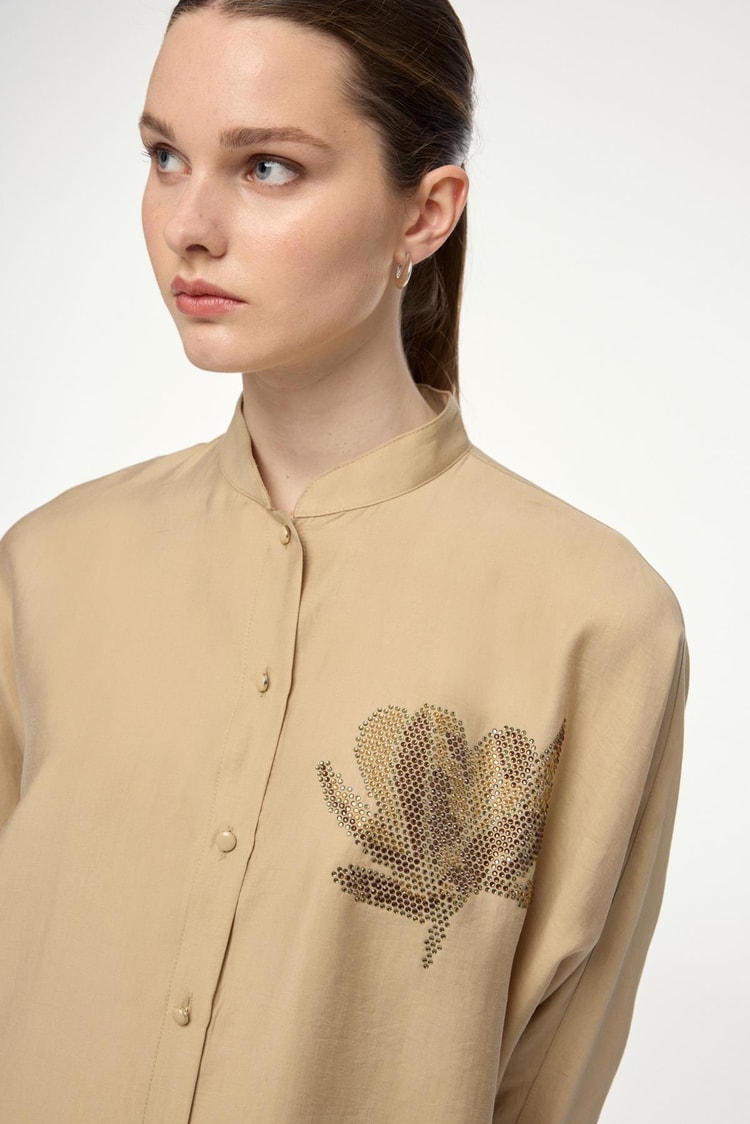 Embroidered Beige Set TK-1610