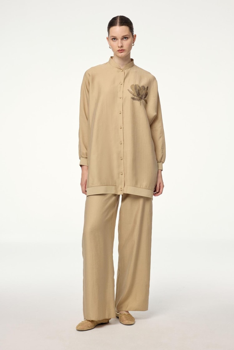 Embroidered Beige Set TK-1610