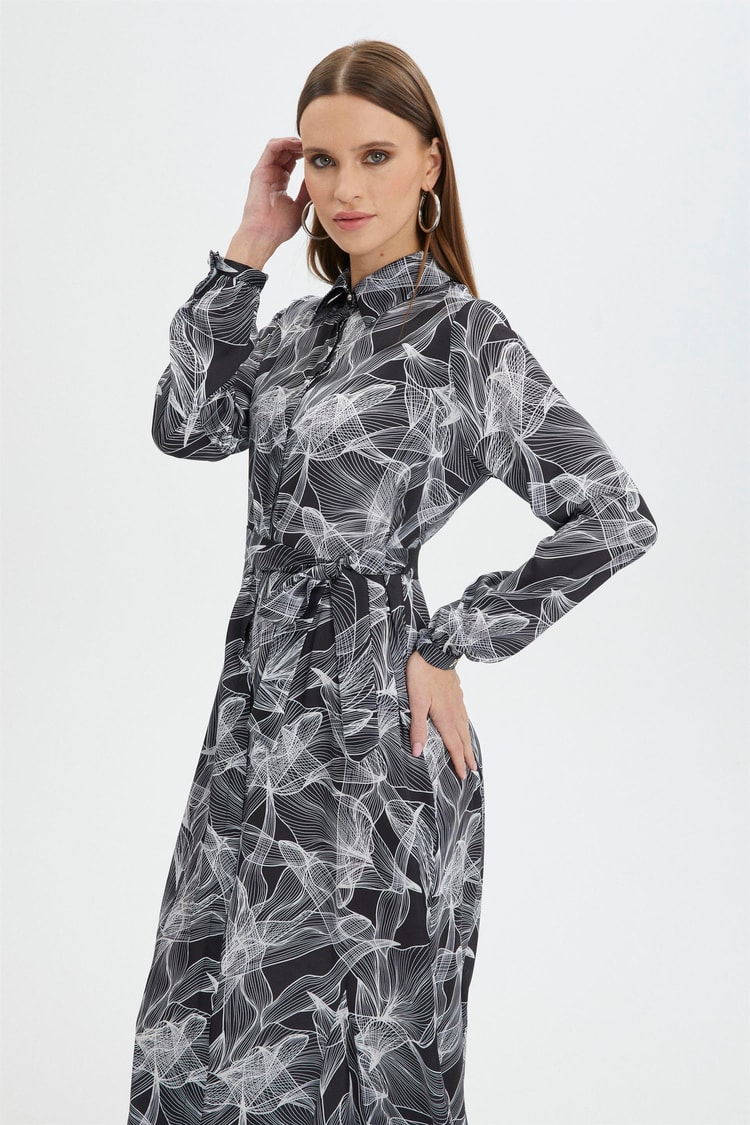 E-0362 COZY ÇİZGİSEL ELBİSE 38-44