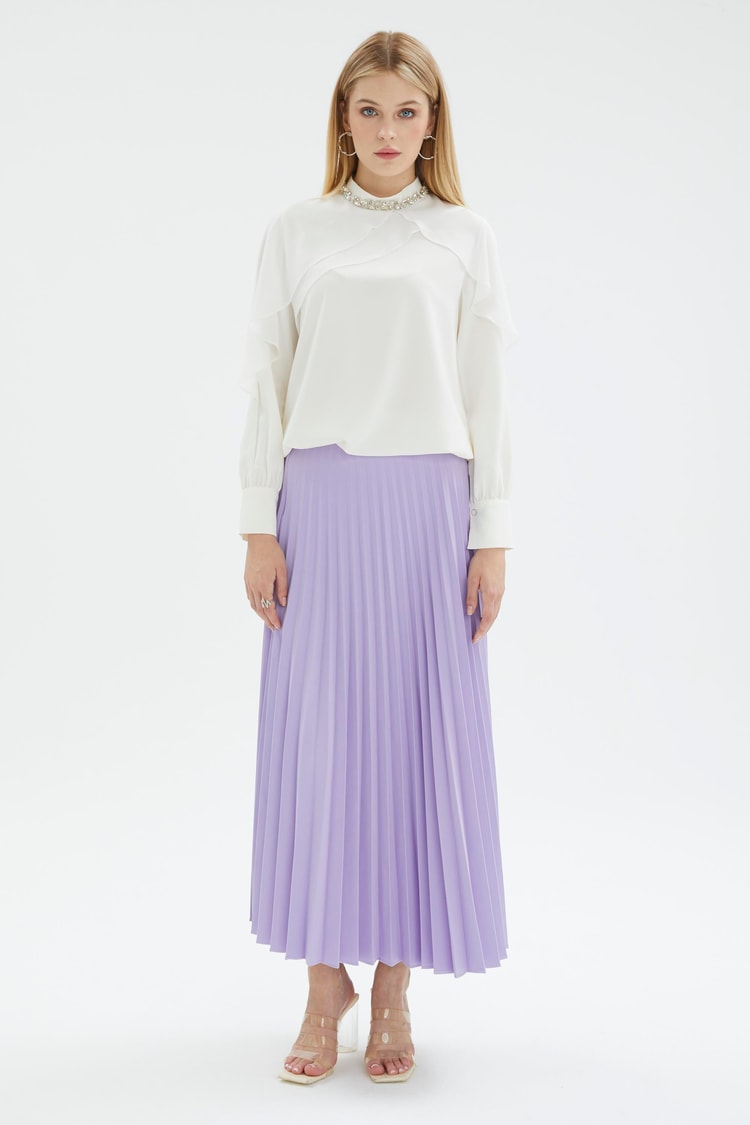 Pleated Lilac Long Skirt ETK-0135