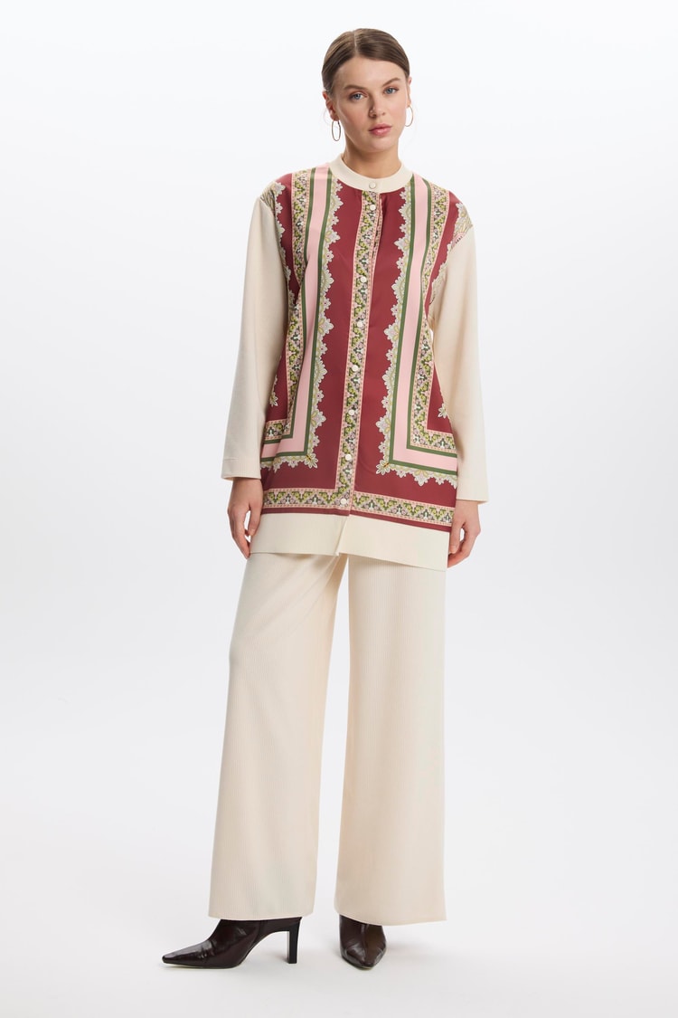 Etnik Desenli Bordo Hırka HR-0017