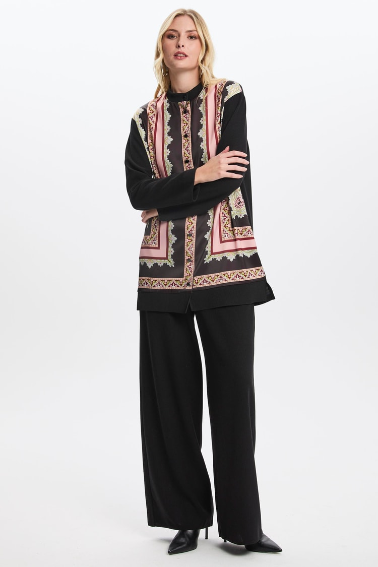 Etnik Desenli Siyah Hırka HR-0017