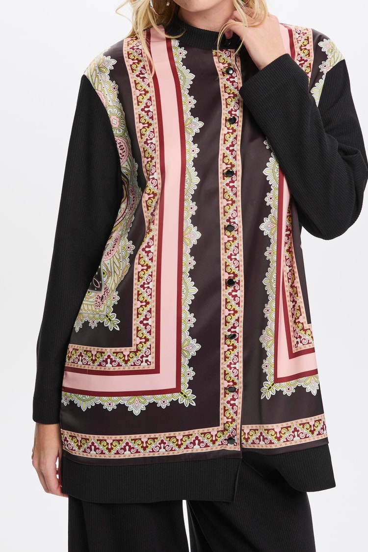 Etnik Desenli Siyah Hırka HR-0017