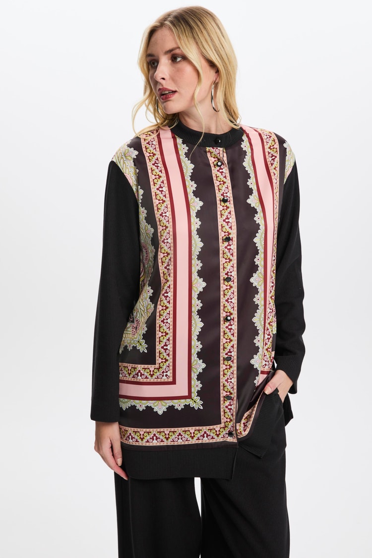 Etnik Desenli Siyah Hırka HR-0017