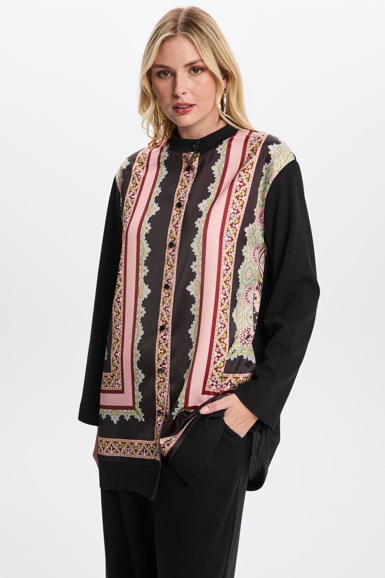 Etnik Desenli Siyah Hırka HR-0017