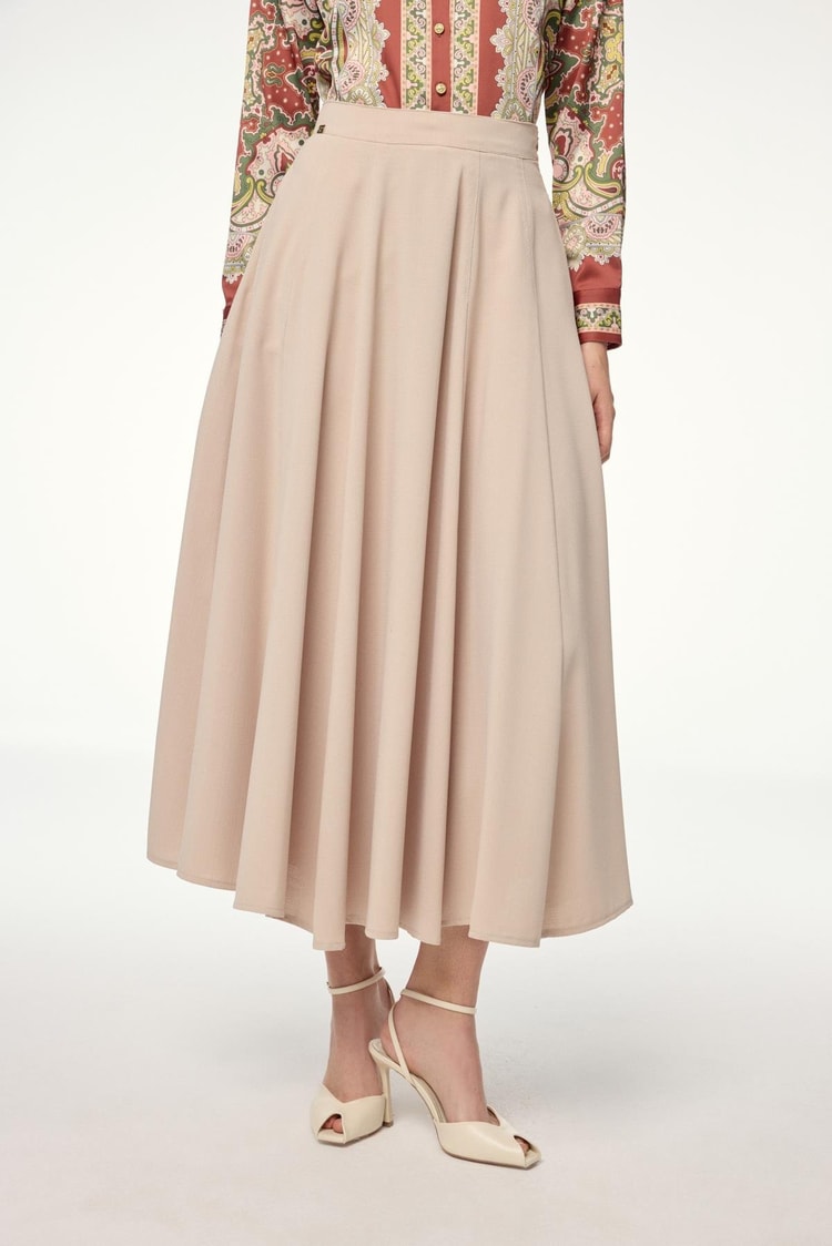 Flared Beige Skirt ETK-0144