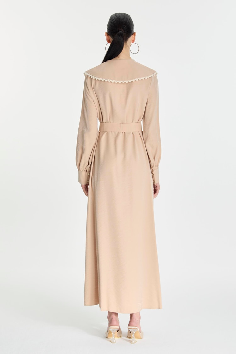 Bow Collar Lace Detail Dress E-0439