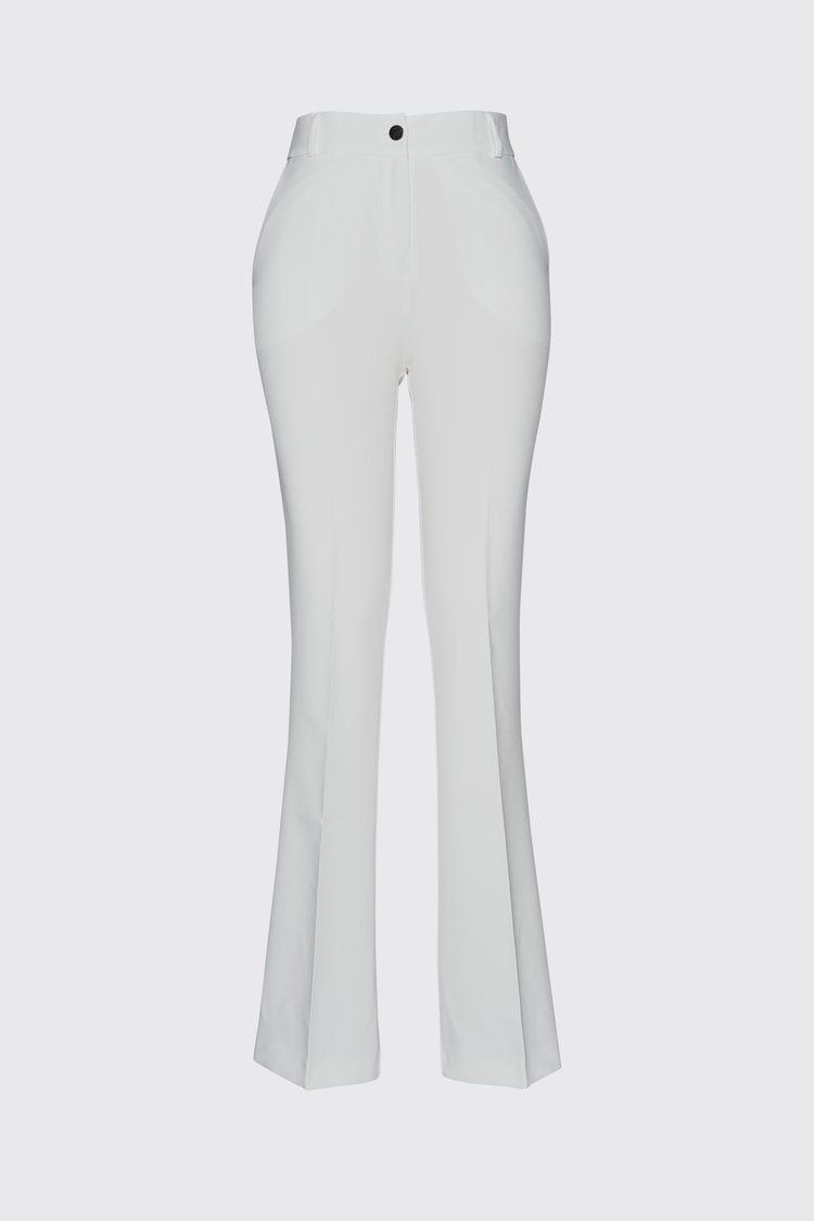 Geniş Paça Ekru Kumaş Pantolon P-0213