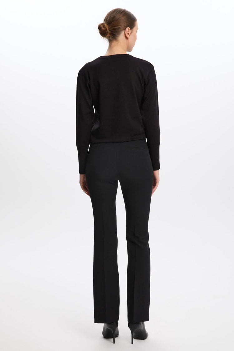 Geniş Paça Siyah Kumaş Pantolon P-0213