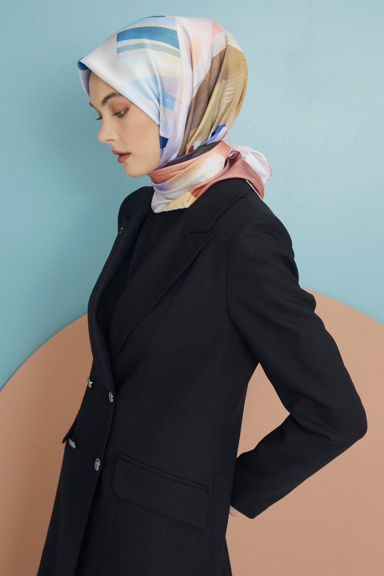 Geometrik Desenli Zühre Eşarp 728-V ORJ