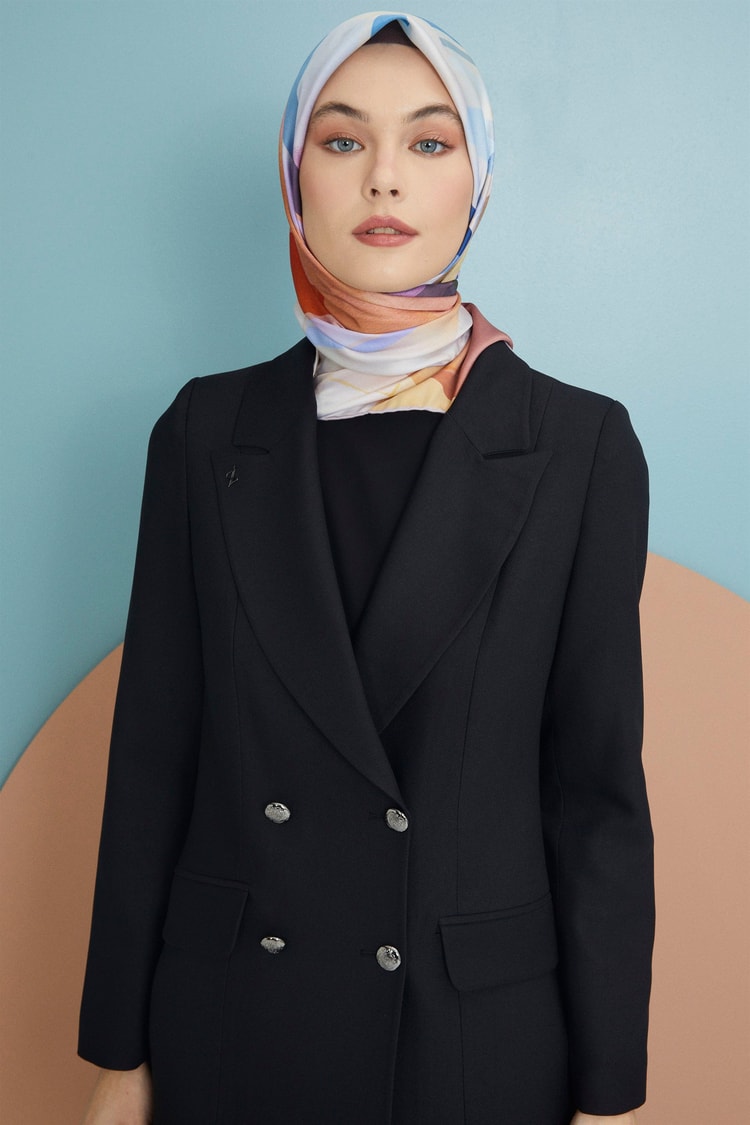 Geometrik Desenli Zühre Tivil Polyester Eşarp 728-V ORJ