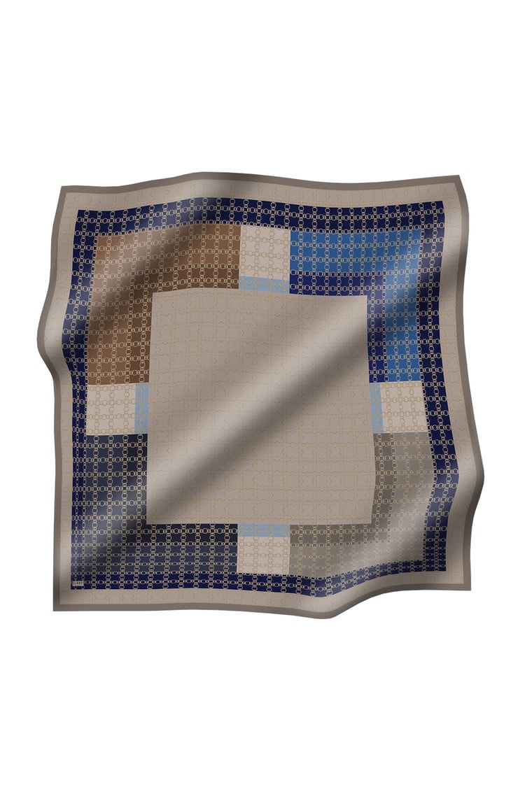 Geometrik Desenli Zühre İpek Eşarp 580-V1
