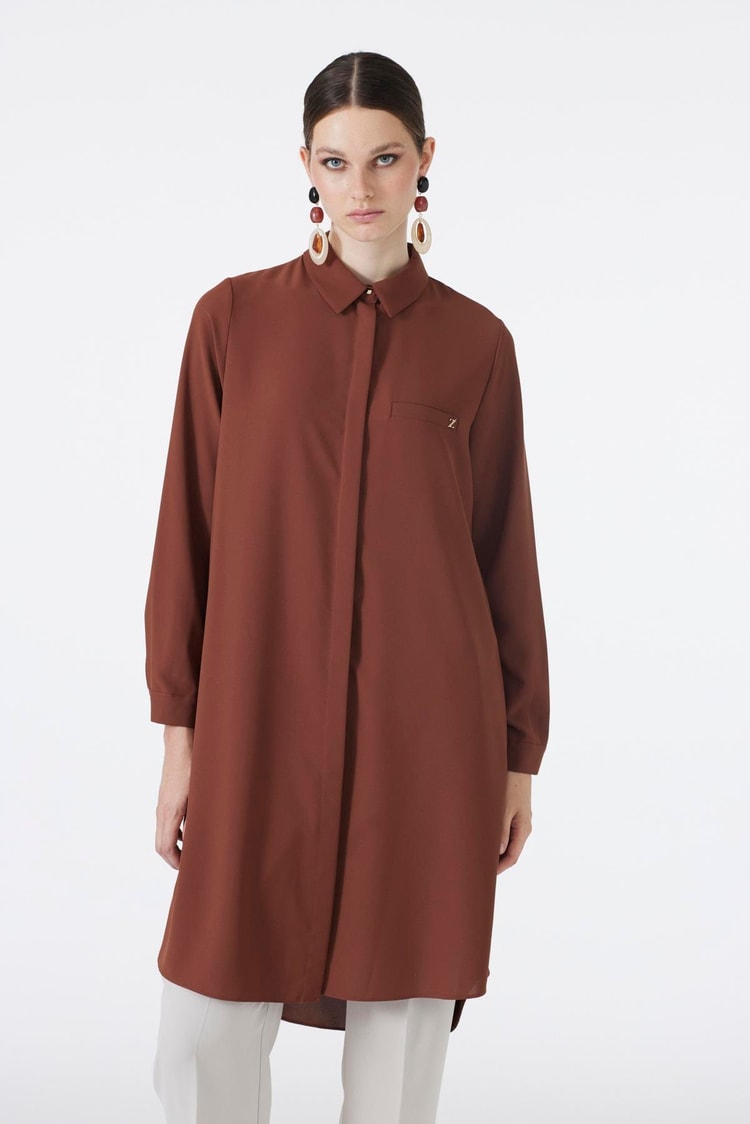 Hidden Button Detail Copper Tunic T-0767