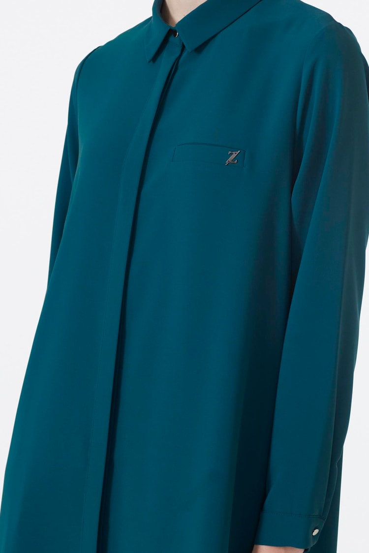 Hidden Button Detail İndigo Tunic T-0767