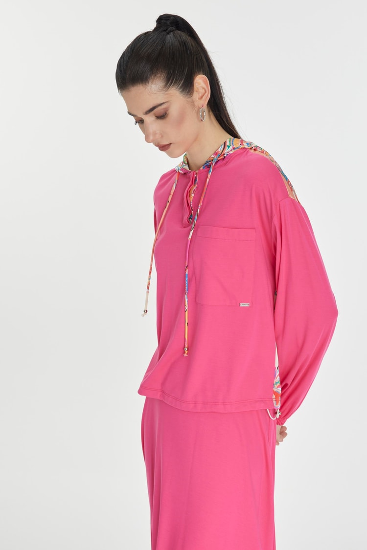 Hooded Back Detailed Combination Two Piece Set TK-1323