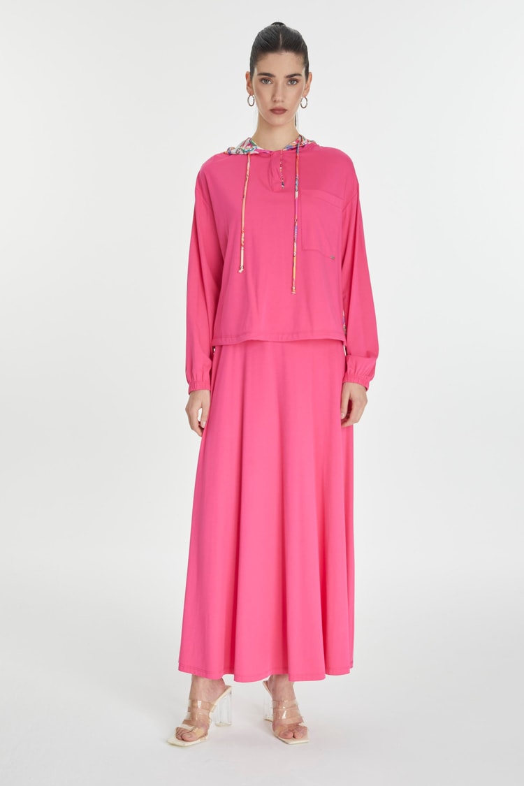 Hooded Back Detailed Combination Two Piece Set TK-1323