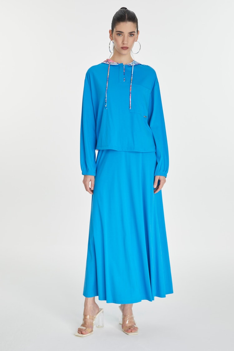 Hooded Back Detailed Combination Two Piece Set TK-1323