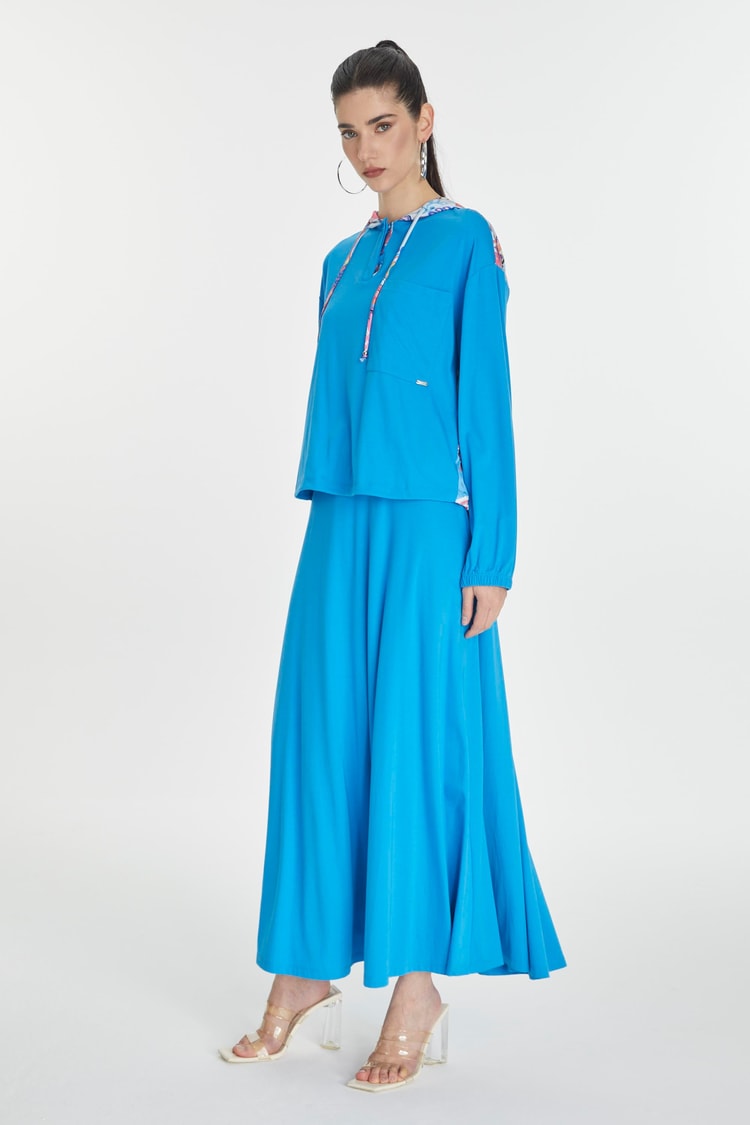 Hooded Back Detailed Combination Two Piece Set TK-1323